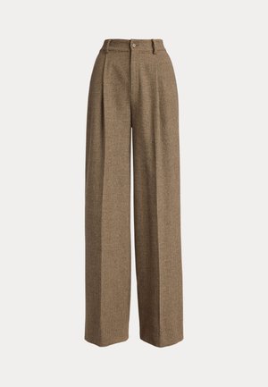Lauren Ralph Lauren Petite, GLEN PLAID BRUSHED WOOL WIDE-LEG PANT - Παντελόνι - brown