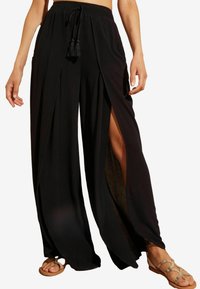 Love & Roses SPLIT DETAIL TIE FRONT  - Tygbyxor - black