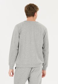 Grå sweatshirt lavet af blød bomuld, med rund halsudskæring, ribbede manchetter og en afslappet pasform. Bagsiden viser en glat tekstur og minimal detaljer.