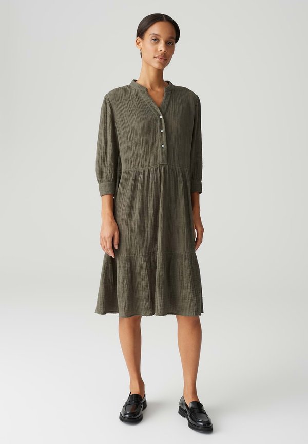 RELAXED FIT MIDI CRASH VOLANT - Blusenkleid - olive leaf