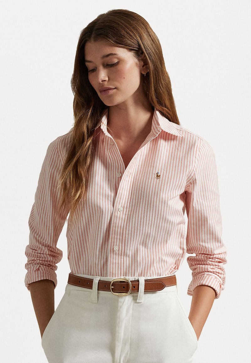 Polo Ralph Lauren STRETCH SLIM FIT STRIPED OXFORD SHIRT - Nööpidega pluus - white/orange