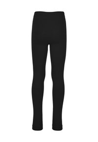 Sorte leggings med en tætsiddende design, der har en glat tekstur og en bred talje. Anklerne har ribbede manchetter for en sikker pasform.