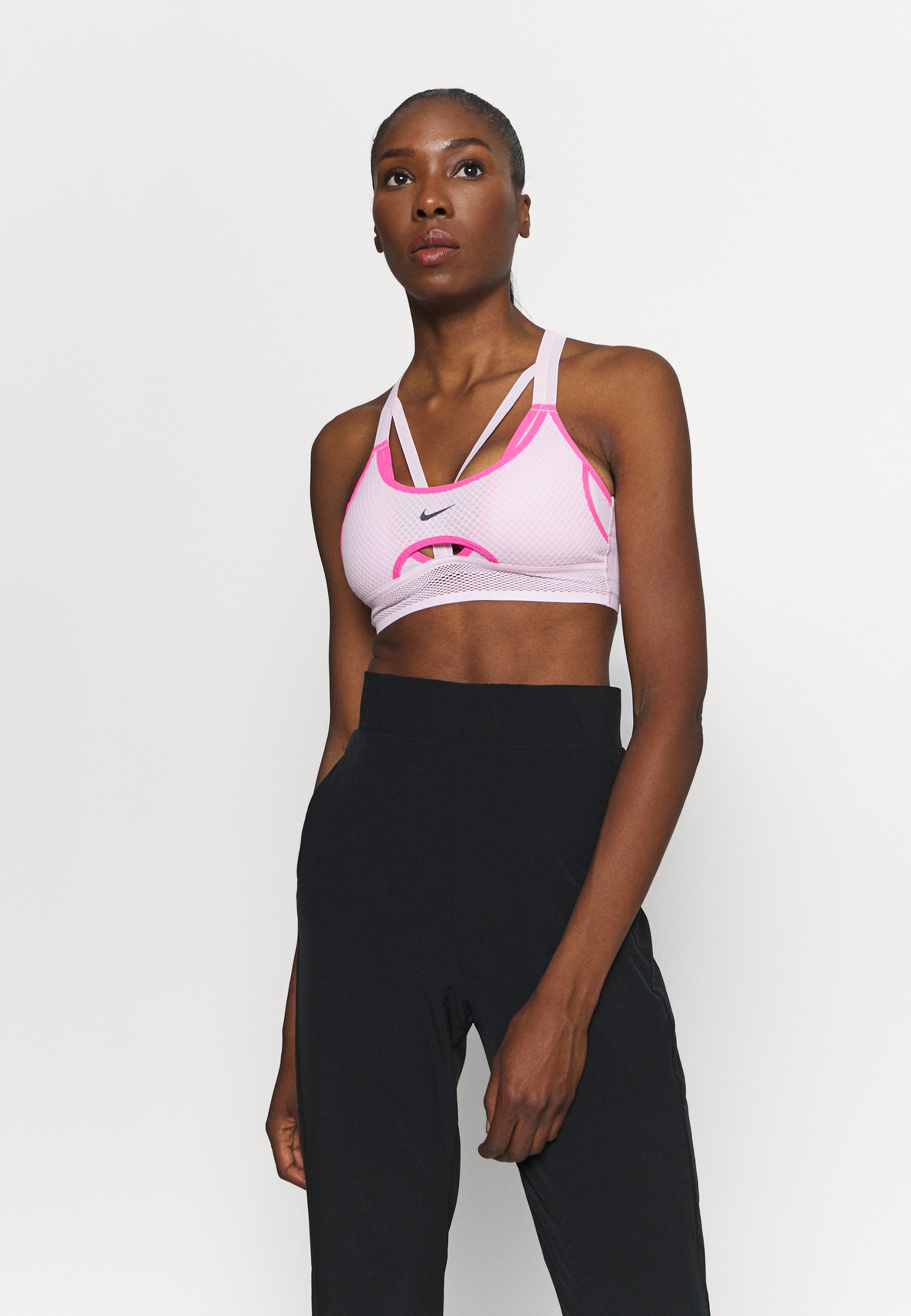 Nike Performance INDY ULTRABREATHE BRA - Light support sports bra - pink  foam/hyper pink/black/lilac - Zalando.ie