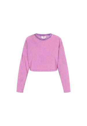 Gara piedurkņu kultūra, gaismas purpursarkanā krāsā, izgatavota no mīksta auduma. Noapaļots kakla izgriezums un nolaižamas plecu detaļas ar vieglu mazgāšanas tekstūru.