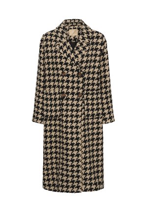 Culture, CUKILARA LONG COAT - Κλασικό παλτό - black camel houndstooth