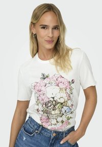 ONLY ONLLUCY LIFE BOX - Camiseta estampada - cloud dancer