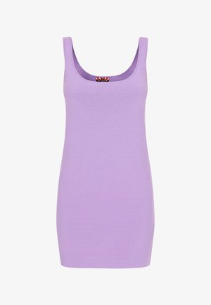 Lavender tanktop gemaakt van rekbare stof met een ronde hals en brede banden, met een aansluitende snit en een gladde textuur.