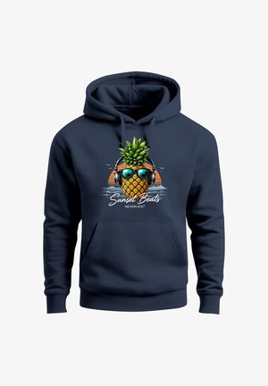 Neverless, HOODIE HERREN PRINT - ANANAS DESIGN SUNSET BEATS - AUFDRUCK - Kapuzenpullover - navy