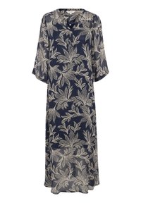 BERIT - Vestito lungo - dark navy delicate leaf