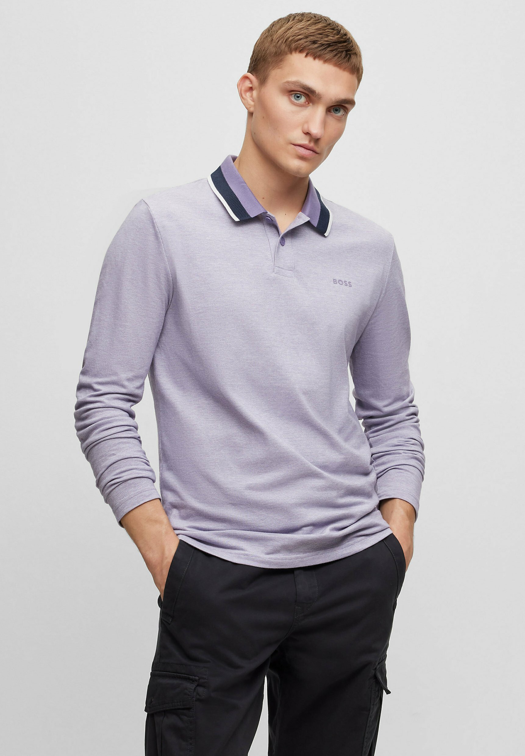 Hugo Boss Peoxford Long Sleeved Polo Shirt Dark Grey – voilà.id