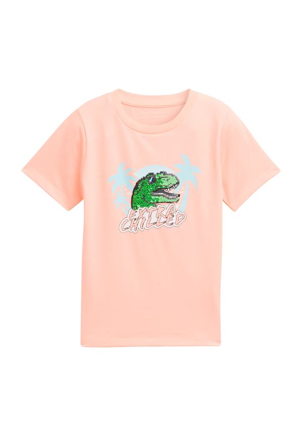 MIT WENDEPAILLETTEN - T-Shirt print - soft neon coral