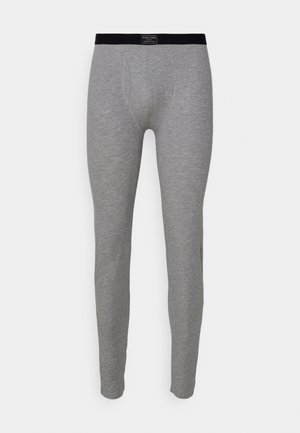 Grey jersey leggings with an elastic waistband. Features a fitted design and smooth texture, suitable for layering or casual wear.