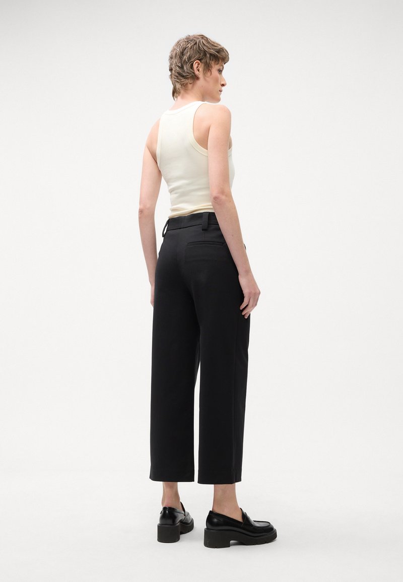 Pantalon Tailleur Noir Topshop Taille 10 - Cropped Avec Détail Zip - Occasion Bon État