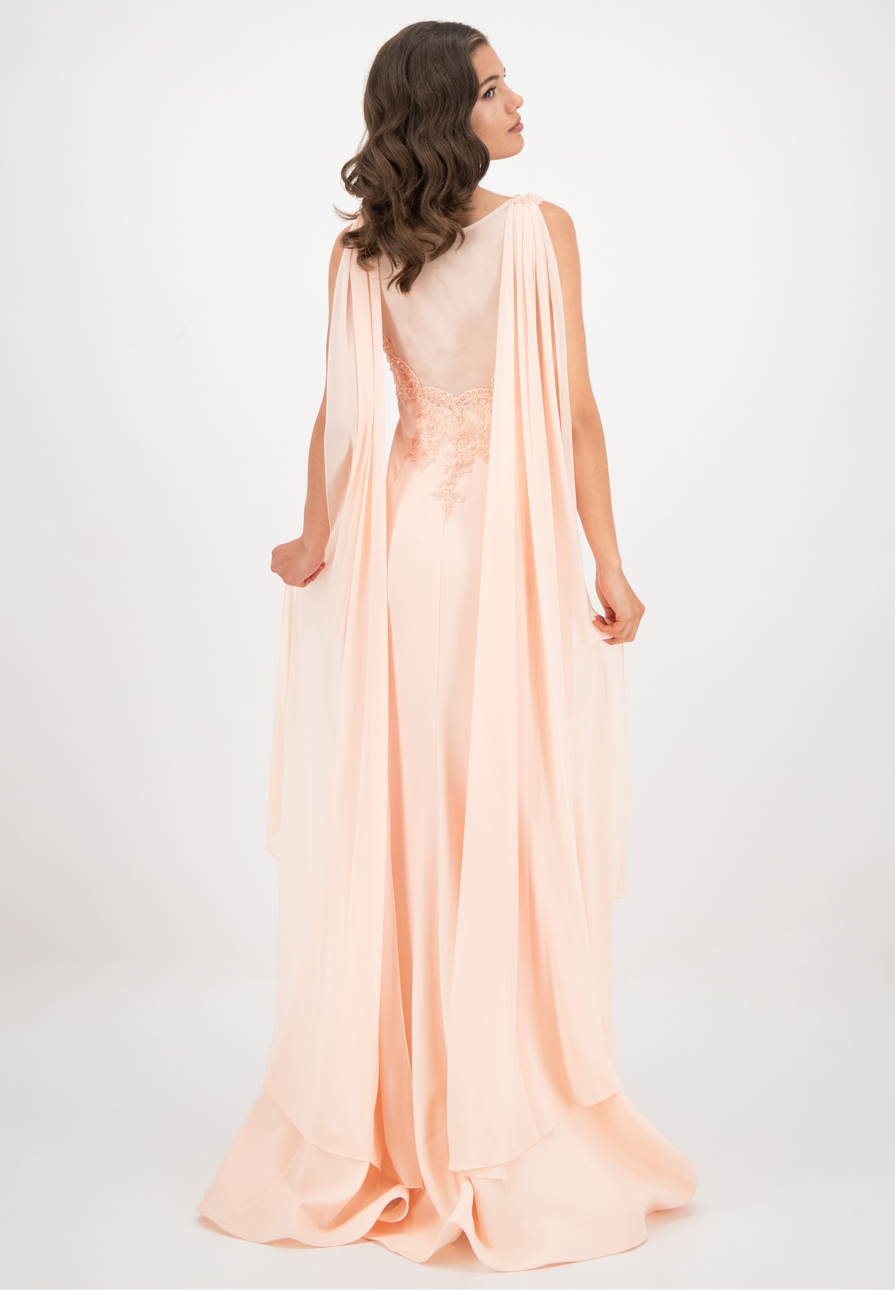Prestije MIT CHIFFON - Vestito lungo - lachs/rosa - Zalando.it