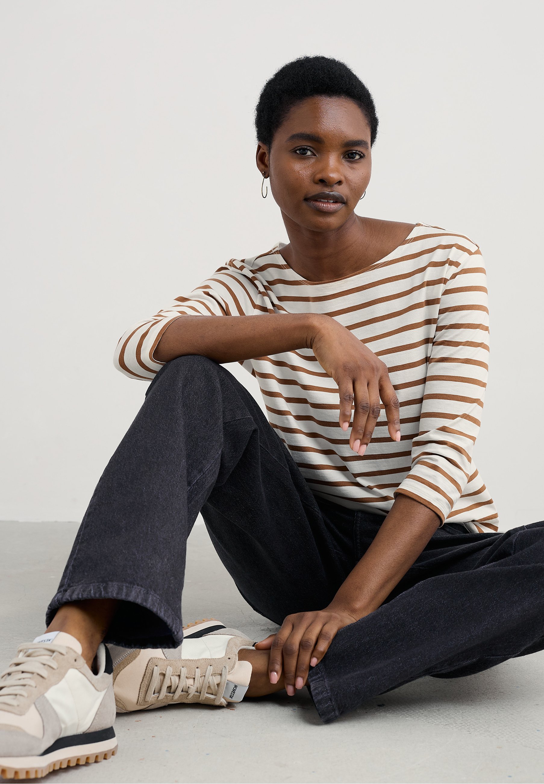 Seasalt Cornwall SAILOR - Long sleeved top - brown breton chalk