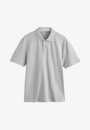 Helehall halli lühikeste varrukatega polosärk, kahe nupuga, kraega ja peene logoga vasakul rinnal, sildistatud Next Regular Fit, suurus M.