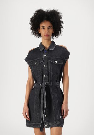 BELTED DRESS - Spijkerjurk - washed black