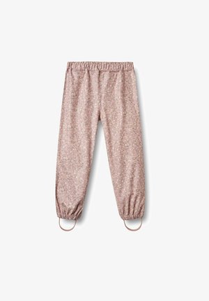 Helle rosa, elastische Bündchenhose mit floralem Muster, tailliertem Saum mit elastischen Details und Schlaufen an den Knöcheln.