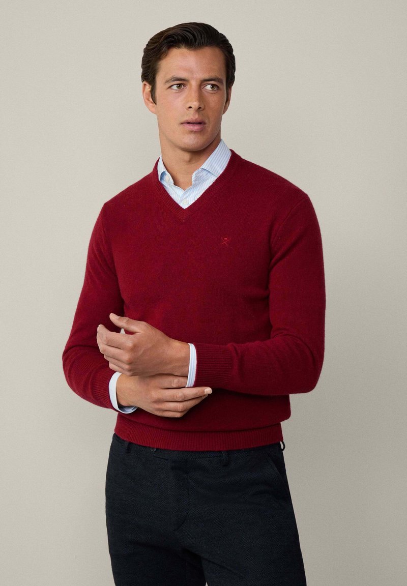 Hackett London V NECK - Vesta - winter red