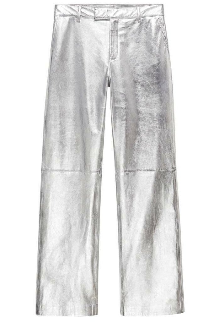 Mango Leren broek zilverkleurig Mango Leren broek zilverkleurig