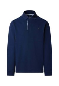 Námornícky polo tričko s dlhým rukávom, bavlnená tkanina, klasický golier, dvojitý gombík, kockovaná podšívka, vyšívané logo na hrudi.