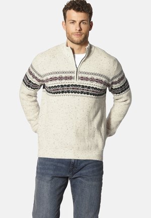Strickpullover - wollweiß gemustert