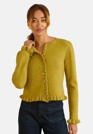 REGULAR FIT - FRILL BUTTON - Kardigán - lime green