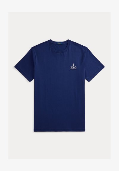 Μπλε ναυτικό κοντομάνικο T-shirt με στρογγυλή λαιμόκοψη και λευκό κέντημα λογότυπου Polo Ralph Lauren αριστερά στο στήθος.