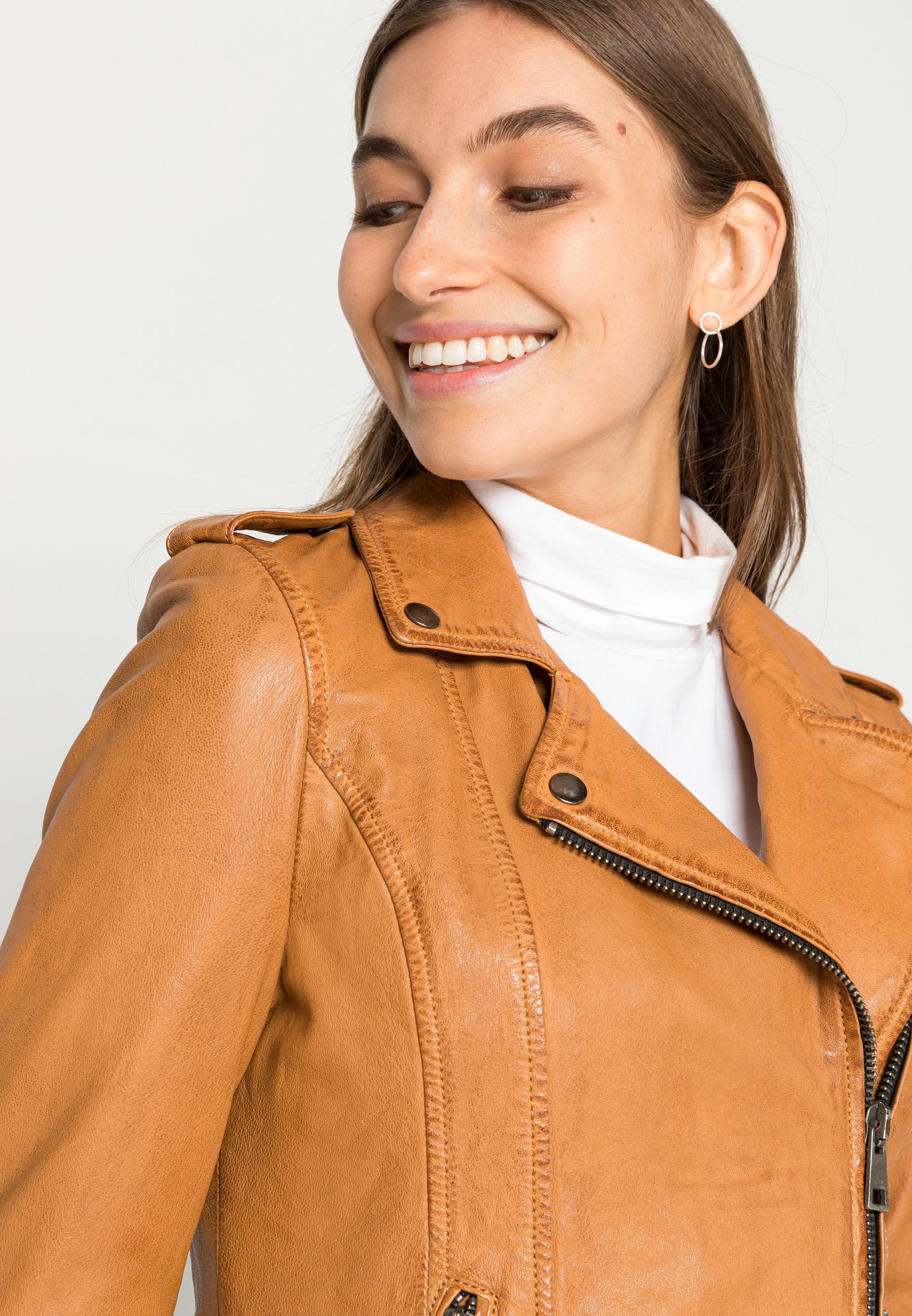 Oakwood Lisa Leather Jacket Light Orange, Women's, Size: Large, Beige