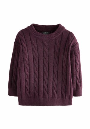 Next, REGULAR FIT - CABLE CREW NECK - Striktrøje - plum