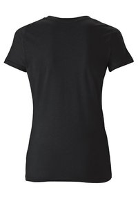 Black short-sleeve t-shirt made of soft cotton, featuring a round neckline and a smooth texture, with a simple, unadorned design.