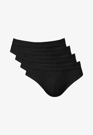 Pack multiplex de sous-vêtements en coton noir avec une taille douce, un ajustement confortable et une texture lisse ; comprend quatre paires au design minimaliste.