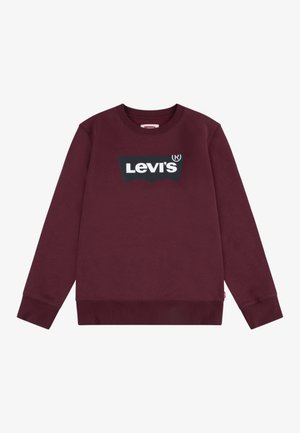 Felpa bordeaux con polsini e fondo a coste, caratterizzata da un grande logo nero di Levi's sul petto e un tessuto morbido e testurizzato.