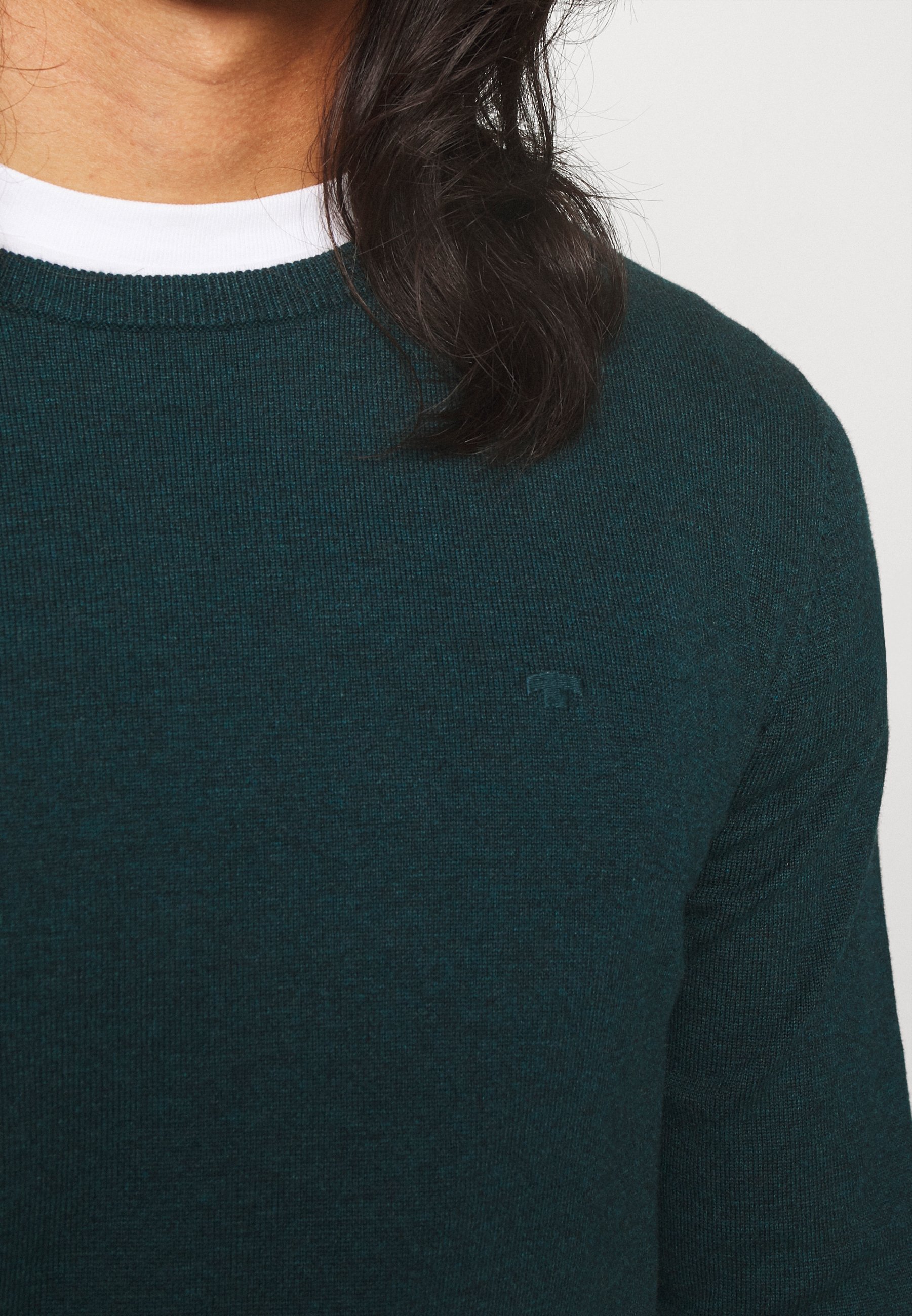 TOM TAILOR BASIC CREW NECK Strikkegenser sapphire green TOM TAILOR BASIC CREW NECK - Strikkegenser - deep pond green melange