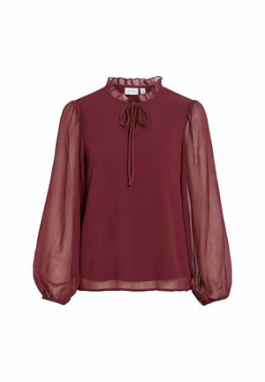 VILA, LONG SLEEVED TOP VIFALIA HIGH NECK - Blúzka - port royale