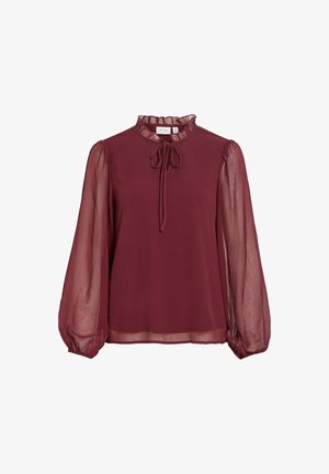 VILA, LONG SLEEVED TOP VIFALIA HIGH NECK - Blúzka - port royale
