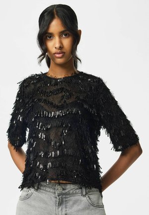 Pieces, SHORT SLEEVED TOP PCERUN GLITTER - Блуза - black