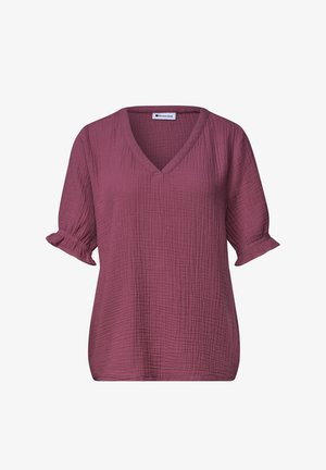 Street One, KURZARM BLUSE MIT V-NECK UND RÜSCHEN - Bluse - dark clouded blush