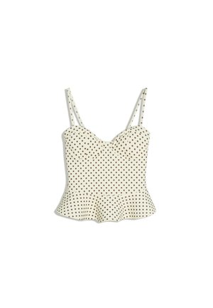 Bershka, PEPLUM CORSET TOP - Débardeur - beige