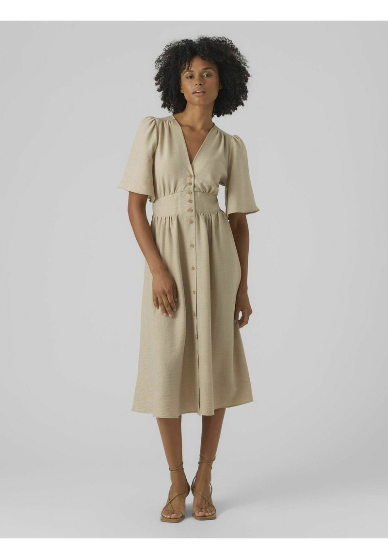 Vero Moda VMMELANEY Midi - Day dress - overcast/multi-coloured - Zalando Vero Moda VMMELANEY Midi - Day dress - overcast/multi-coloured - Zalando