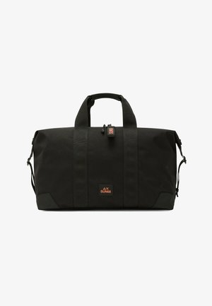 Borsa da viaggio rettangolare nera con doppie maniglie, tracolla e patch con il logo SUN68 al centro sul davanti, scomparto principale con zip.