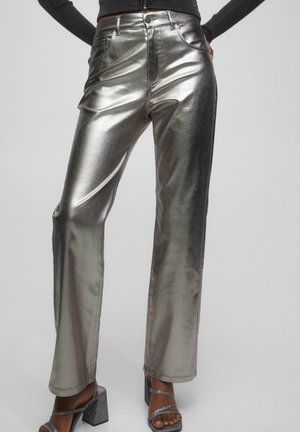 CROPPED - Trousers - silver coloured