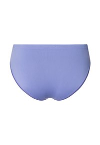 Paarse vrouwelijke hipsteronderbroek van zacht materiaal, met een naadloos ontwerp en gladde randen voor een comfortabele pasvorm.