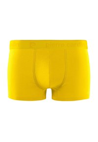 Boxers jaunes en coton avec une taille élastique douce ornée du logo "pierre cardin" dans une teinte claire, un tissu doux et un design ajusté.