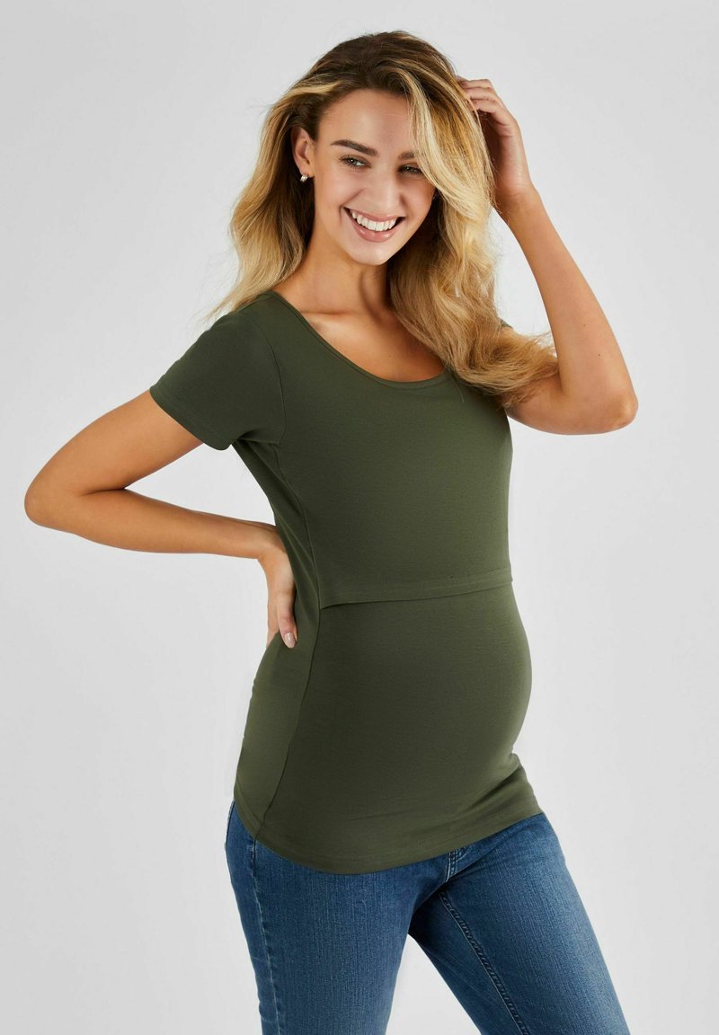 JoJo Maman Bébé MATERNITY NURSING - Tricou basic - khaki green