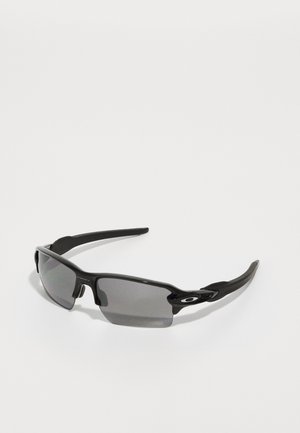 Ochelari de soare sport negri cu lentile gri, design cu ramă curbată și detalii cu logo pe lateral. Fabricat din material plastic ușor.