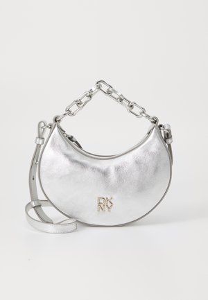 MINI METALLIC CHAIN SHOULDER - Handbag - silver-coloured