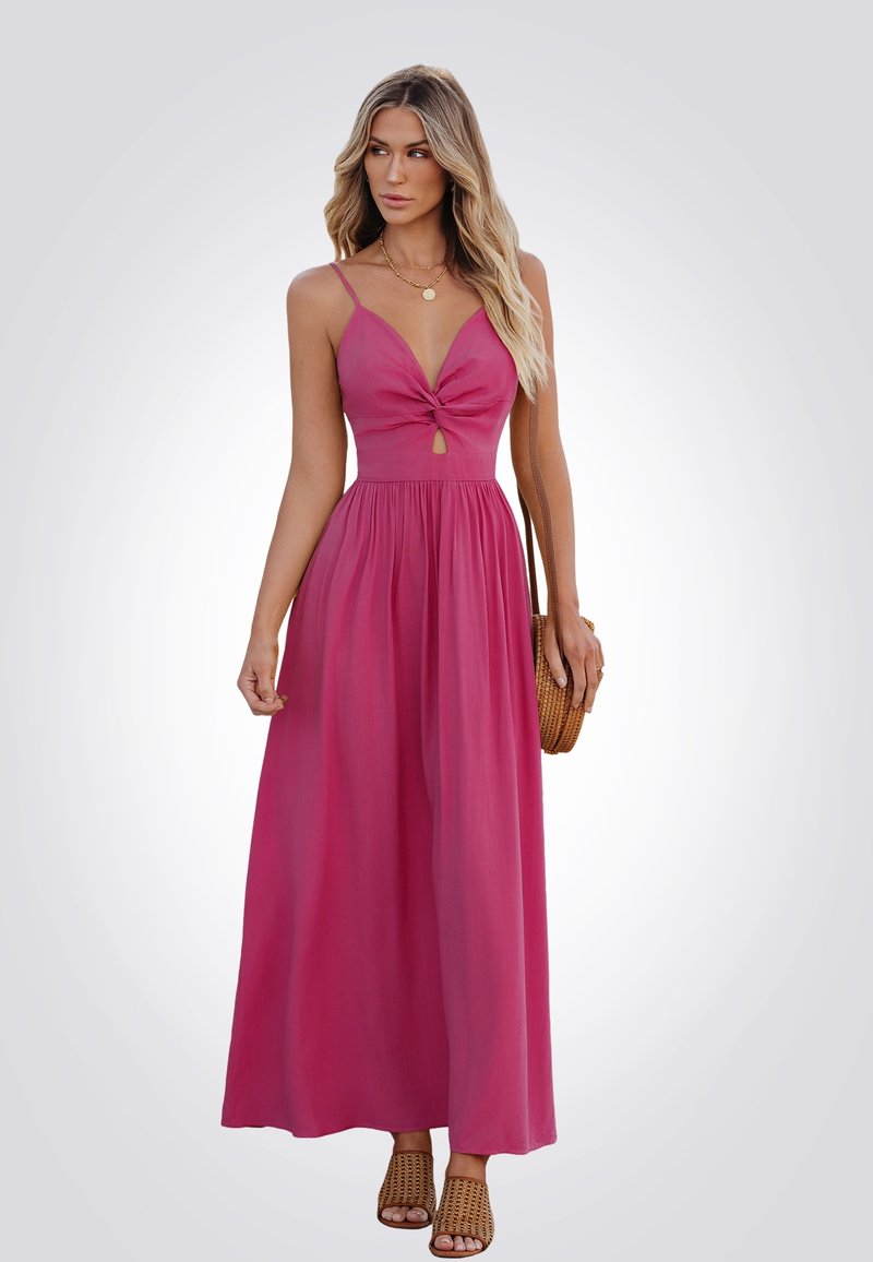 Cupshe TWIST FRONT BOHO TRÄGER - Maxi šaty - hot pink