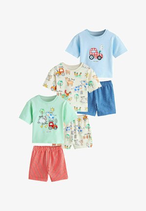 Next, 3 PACK - Pizsama szett - blue green cream farm animals
