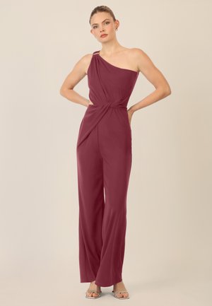 ONE SHOULDER OVERALL - Mono - bordeauxrot